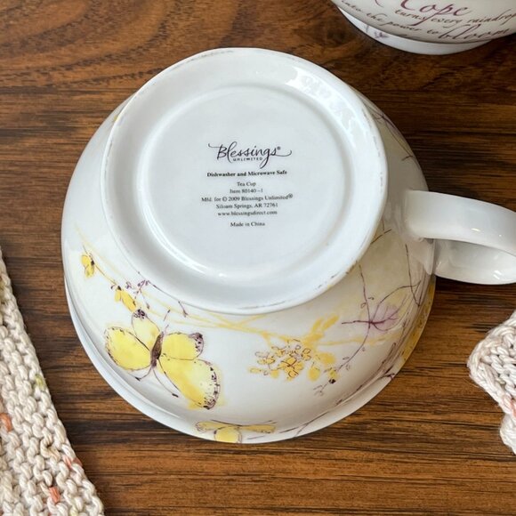 2 Soup Coffee Tea Cups Mugs by Blessings Unlimited Hope Romans 15:13 NIV - Picture 11 of 13